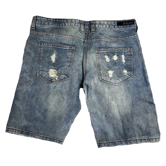 Ripped Grunge Y2K Blue Jean Shorts Men’s Size 36 Waist Rue21 Black Brand NWOT - Picture 7 of 7